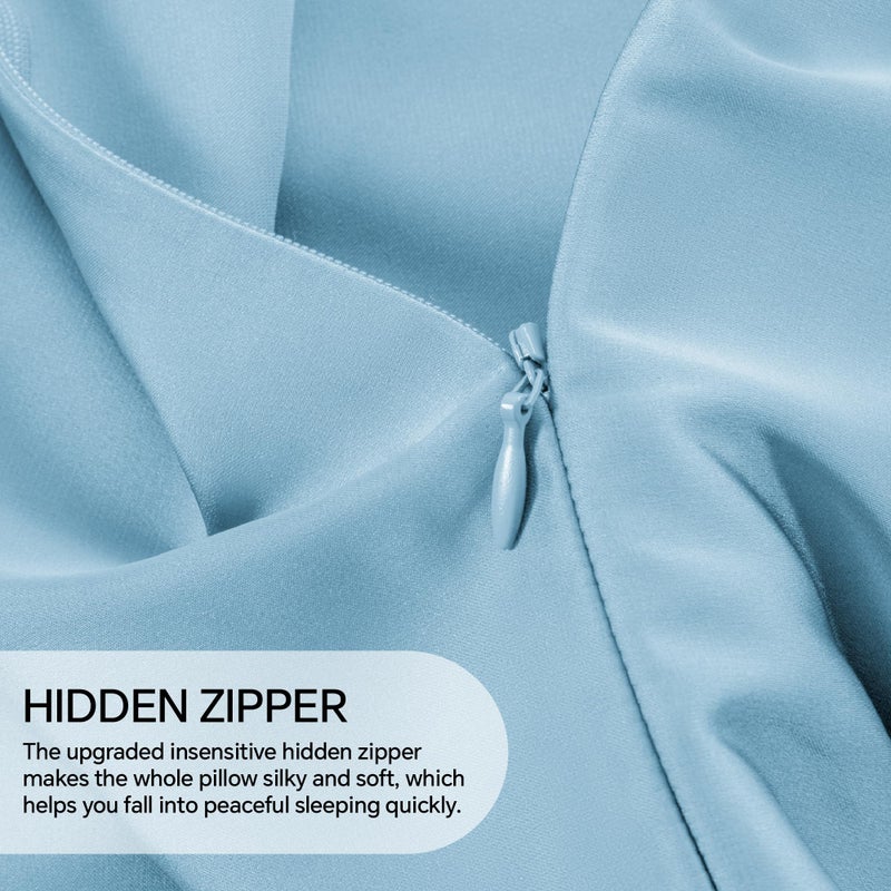INFIIXSO Body Pillow Cover with Zipper  Luxury Mulberry Silk Long Body Pillow Case 20x54 Inches  Ultra Smooth and Soft Cooling Body Pillow Pillowcase  Gift for Women  Men(Light Blue) - Image 5
