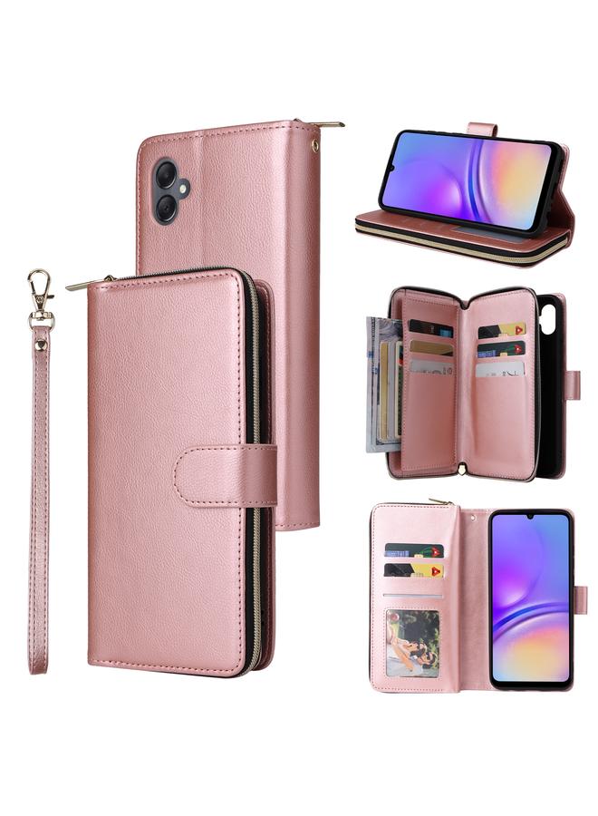 S-TOP Case For Samsung Galaxy A05 9-Card Slots Zipper Wallet Bag Leather Phone Case - Image 1