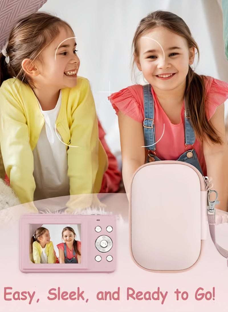 Lecran CCD digital camera bag, can store SD card, spare battery, etc., suitable for CCD digital camera, travel portable cute small camera bag (pink)  - Image 3