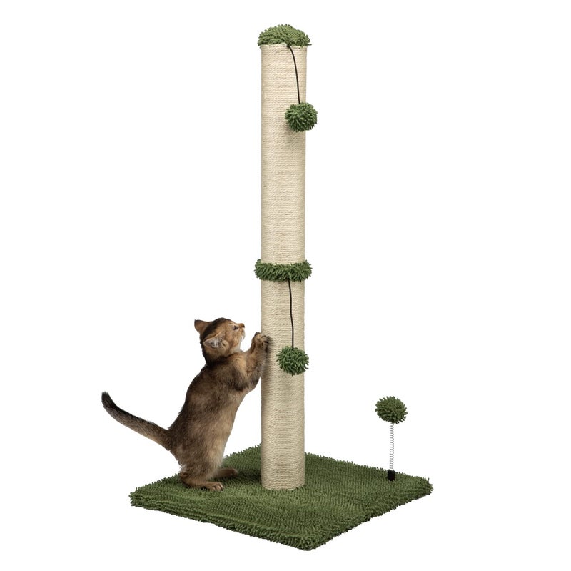 MECOOL 34â€œ Tall Cat Scratching Post Premium Basics Kitten Scratcher Sisal Scratch Posts Trees with Hanging Ball for Indoor Cats (34 inches for Adult Cats, Cactus Green) - Image 1