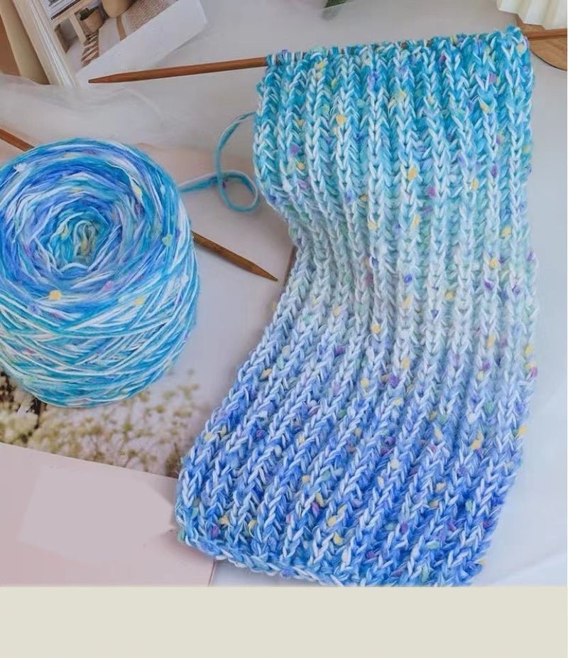 Factory wholesale handmade diy gradient color rainbow sugar scarf line beanie scarf wool ball woven material packageFF-05 FF-05 