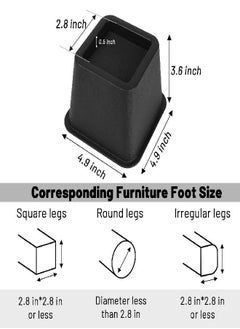 BTSD-home BTSD-home Bed Risers 3 inch Heavy Duty Furniture Risers for Sofa Couch Great for Under Bed Storage Set of 4  - Image 2