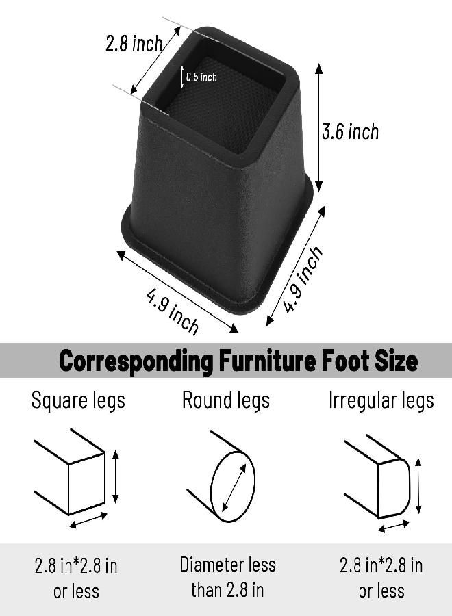 BTSD-home Bed Risers 3 inch Heavy Duty Furniture Risers for Dorm Sofa Couch Great for Under Bed Storage Set of 4 - Image 2