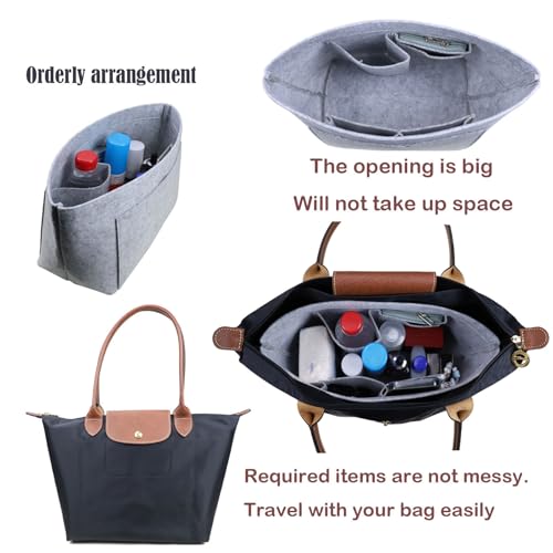 Lckaey bag Organizer Insert for longchamp le pliage organizer insert Handbags Organizer 1012French grey-S - Image 3