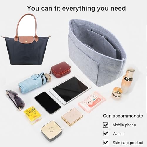 Lckaey bag Organizer Insert for longchamp le pliage organizer insert Handbags Organizer 1012French grey-S - Image 4
