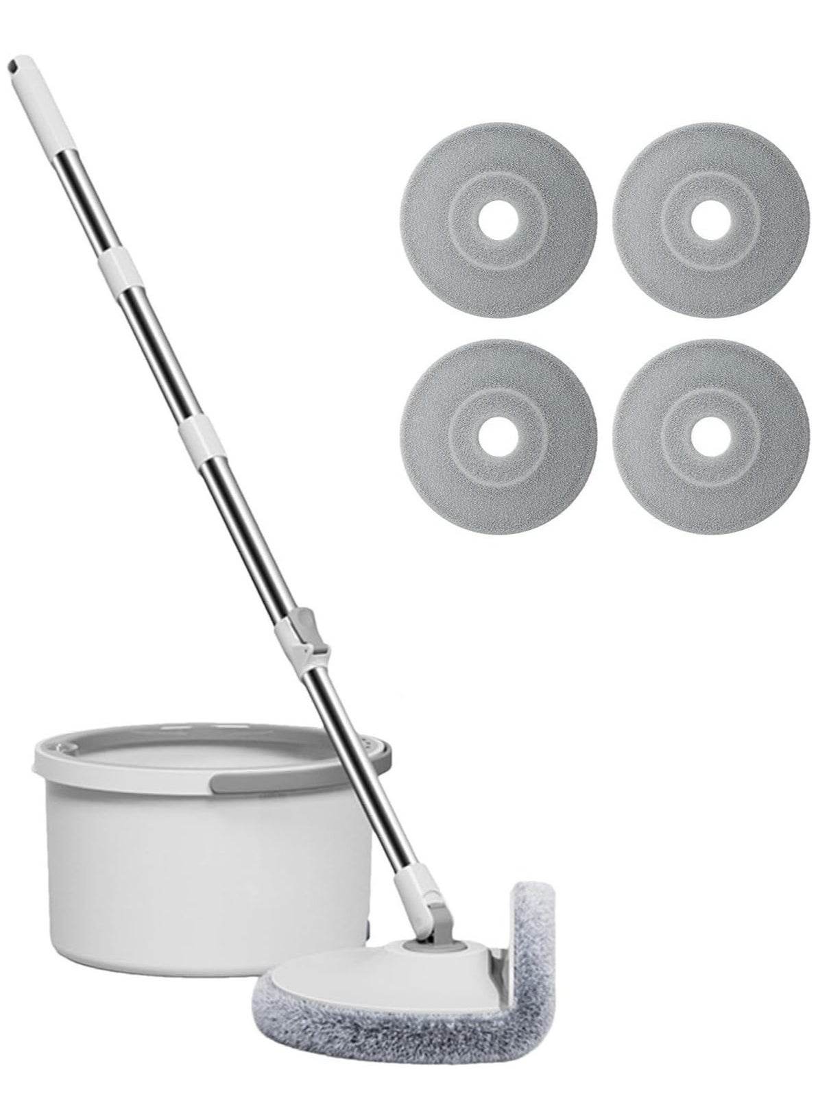 Spin Mop & Bucket Set with 4 Mop Pads Refills | Hand-Free Wringer Floor Cleaning Mop | Suitable for Hardwood Laminate Ceramic Marble Tile Floor Cleaning 