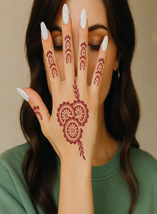 ORDERSHOCK Rose Vine Mehndi Stencil Sticker for Elegant Touch - Image 5