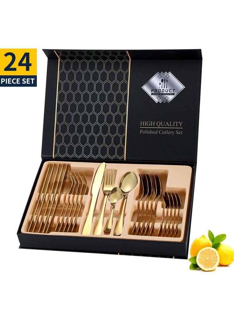 24-Piece Stainless Steel Quality Flatware With Knives, Forks, And Spoons, Mirror Polished Flatware Gold - pzsku/ZC3EDADBE6C58E68EF53CZ/45/_/1731143459/3f231855-17a8-4308-b2b6-6843b8b7a05d