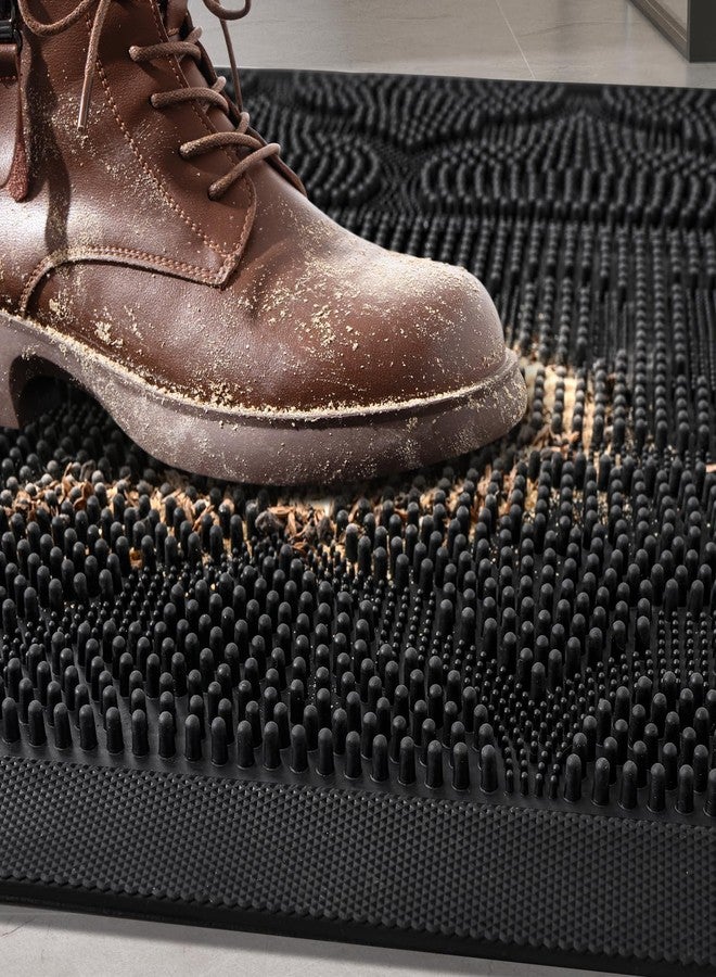 FRAMICS Front Door Mat Outside Entrance, Heavy Duty Rubber Door Mats Outdoor Welcome Mat Waterproof Doormat Non Slip for Entryway Doormats Dirt Trapper Indoor Mats All Seasons, 17 x 30 Inches, Black - Image 3