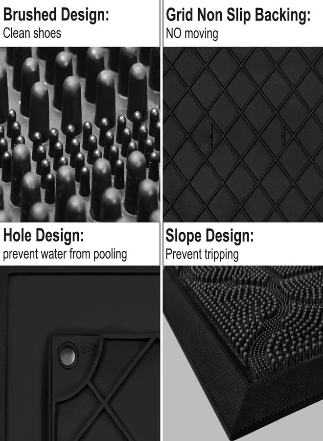FRAMICS Front Door Mat Outside Entrance, Heavy Duty Rubber Door Mats Outdoor Welcome Mat Waterproof Doormat Non Slip for Entryway Doormats Dirt Trapper Indoor Mats All Seasons, 17 x 30 Inches, Black - Image 4