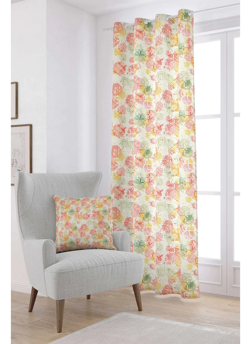 Cango Home Yellow Orange Ethnic Floral Digital Printed Curtain CGH110-PR