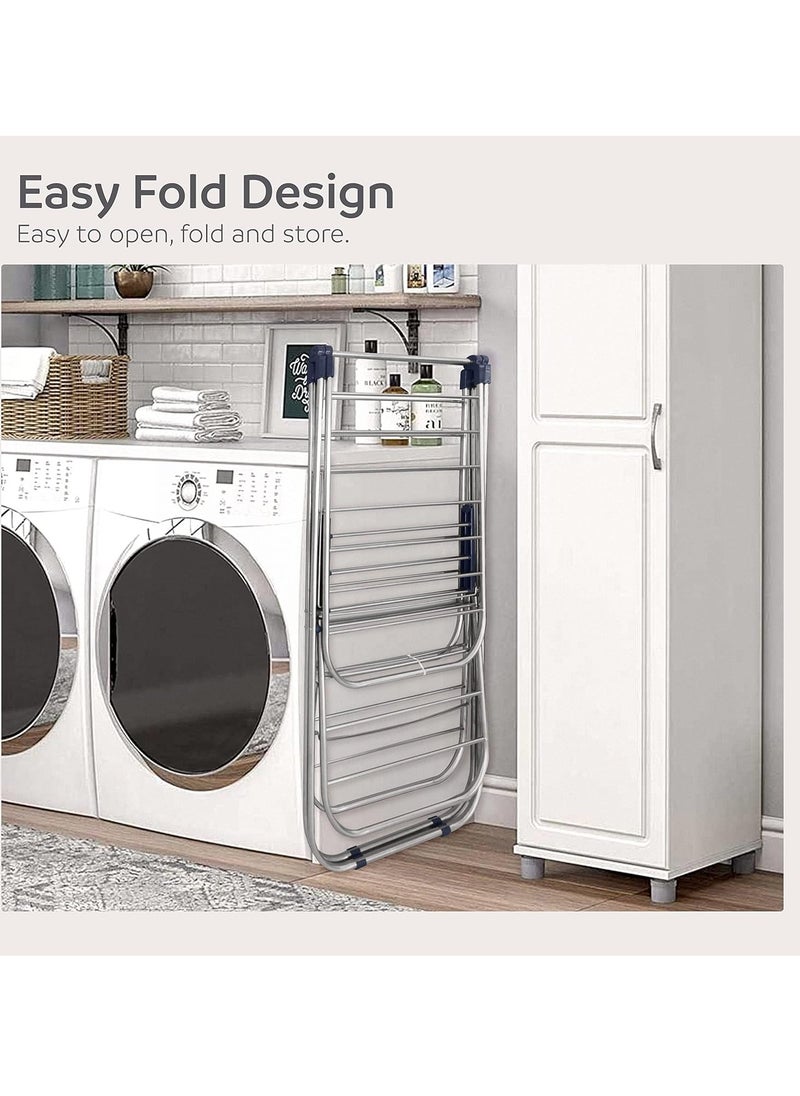 Generic Foldable 3 Tier Clothes Drying Rack for Laundry Local Made Silver Color  - Image 4