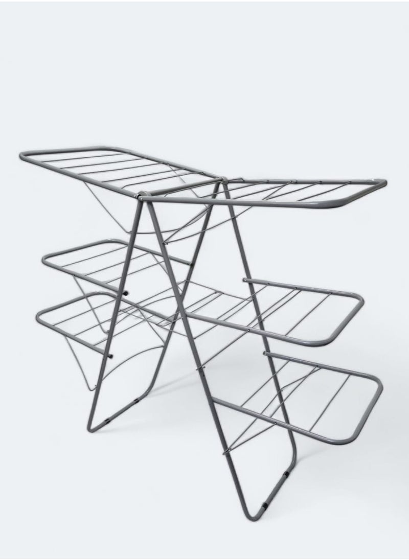 Generic Foldable 3 Tier Clothes Drying Rack for Laundry Local Made Silver Color  - Image 1