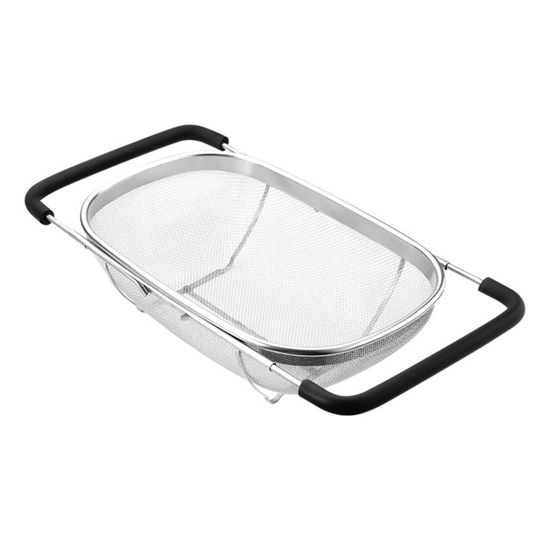 DOPMEP Fine Mesh Colander Over The Sink 6 Quart Stainless Steel Strainer Basket & Expandable Rubber Grip Handles - Strain, Drain, Rinse Fruits, Vegetables - Image 1