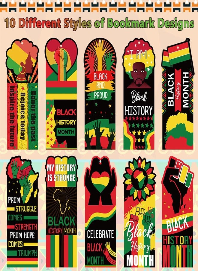 BAISDY 100Pcs Black History Month Bookmarks Inspirational Bookmarks with Ribbon for Women Men Black History Month Party Favors - Image 3