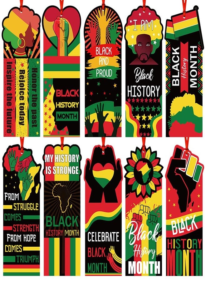 BAISDY 100Pcs Black History Month Bookmarks Inspirational Bookmarks with Ribbon for Women Men Black History Month Party Favors - Image 1