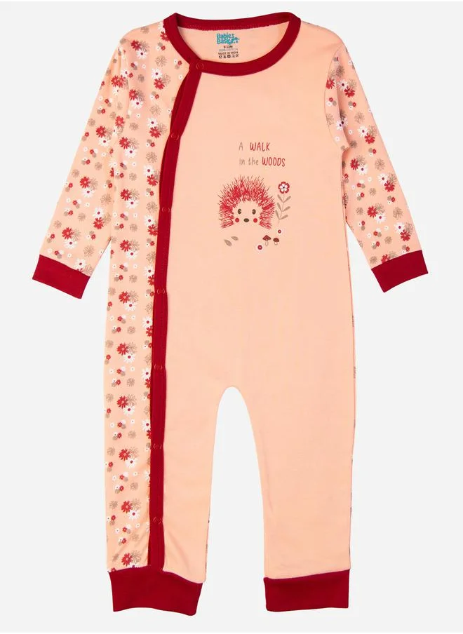 Babies Basic Printed Cotton Long Sleeve Sleepsuit