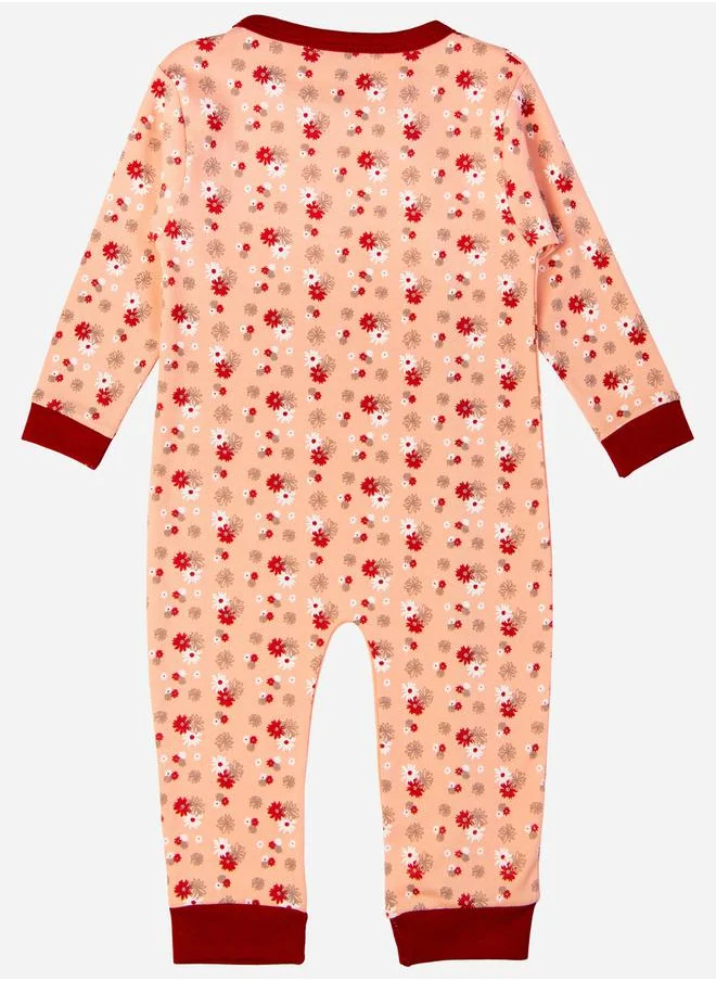 Babies Basic Printed Cotton Long Sleeve Sleepsuit