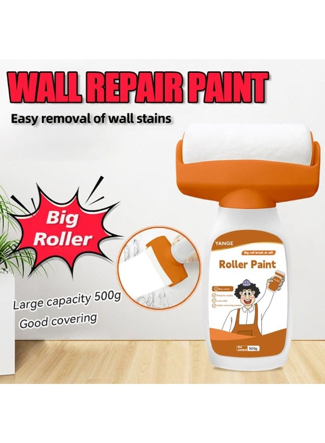 طلاء أبيض, 500g طلاء أبيض للجدار لمس الطلاء للجدران, طلاء الأسطوانة مجموعة للشقة, جدار السقف, طلاء الجدار الأبيض إصلاح مجموعة إزالة البقع, الخدوش, على أساس المياه, جاهز للاستخدام (أبيض) - Image 1