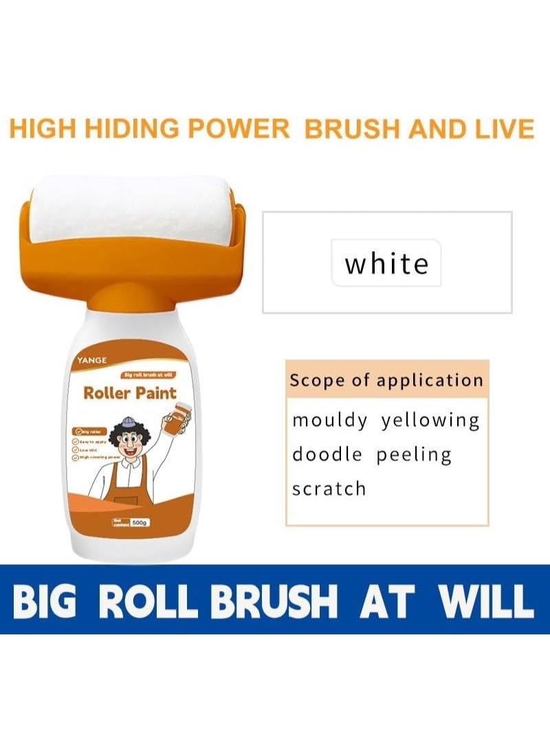 طلاء أبيض, 500g طلاء أبيض للجدار لمس الطلاء للجدران, طلاء الأسطوانة مجموعة للشقة, جدار السقف, طلاء الجدار الأبيض إصلاح مجموعة إزالة البقع, الخدوش, على أساس المياه, جاهز للاستخدام (أبيض) - Image 3