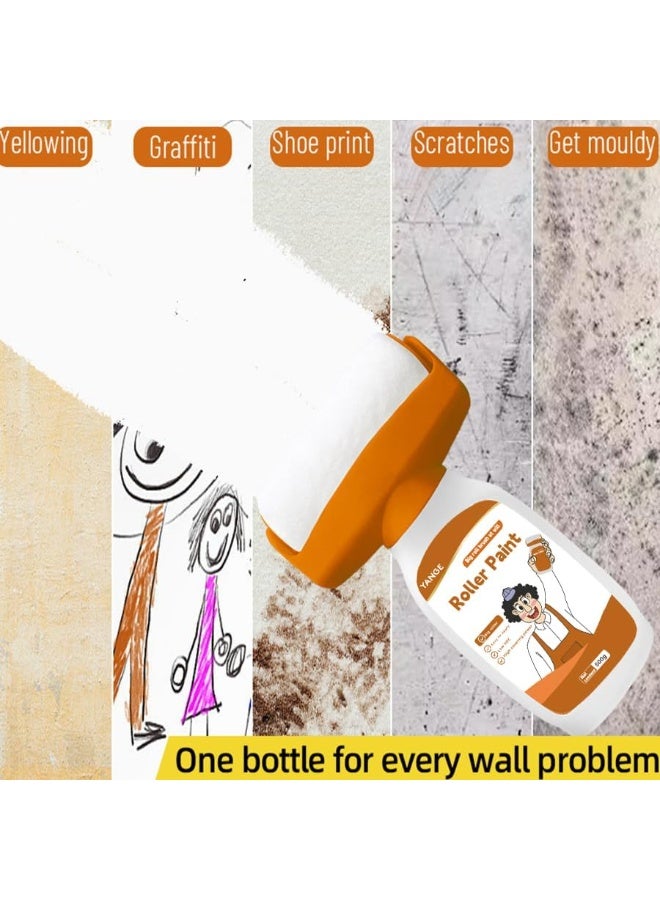 طلاء أبيض, 500g طلاء أبيض للجدار لمس الطلاء للجدران, طلاء الأسطوانة مجموعة للشقة, جدار السقف, طلاء الجدار الأبيض إصلاح مجموعة إزالة البقع, الخدوش, على أساس المياه, جاهز للاستخدام (أبيض) - Image 5