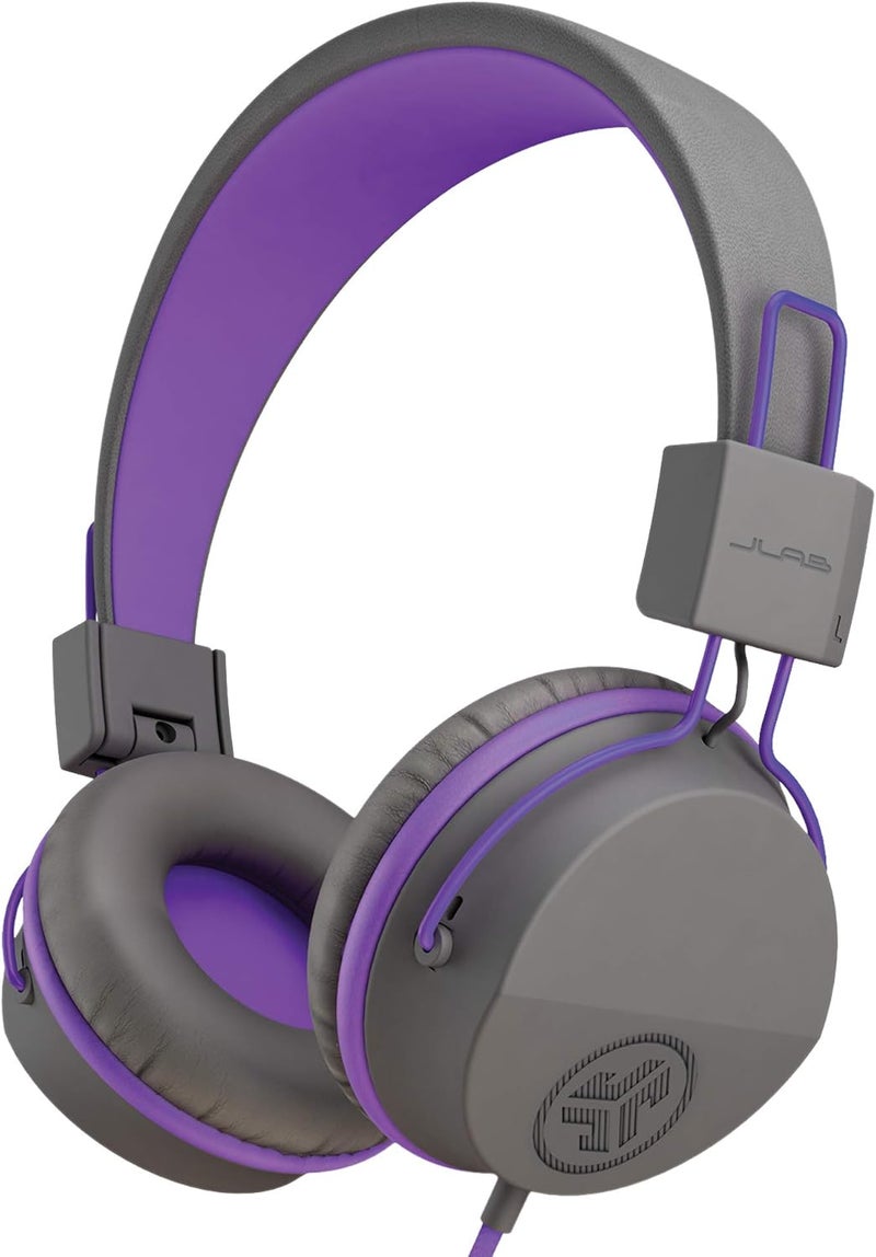 Jlab (Purple) - JLab Audio JBuddies Studio Volume Safe, Folding, Over-ear Kids Headphones with Mic - Graphite/Purple, Wired - Image 1