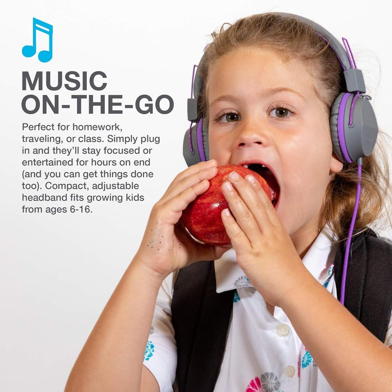 Jlab (Purple) - JLab Audio JBuddies Studio Volume Safe, Folding, Over-ear Kids Headphones with Mic - Graphite/Purple, Wired - Image 5