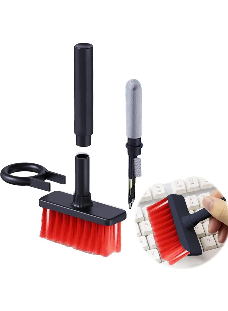 مجموعة تنظيف إلكترونيات 5 في 1 - مجموعة احترافية لإزالة الغبار عن لوحة المفاتيح، والماوس، والكمبيوتر المحمول، وسماعات الرأس، والهواتف المحمولة، مع فرشاة نايلون، وإسفنجة تنظيف، وقلم معدني، وأداة لسحب المفاتيح - Image 1