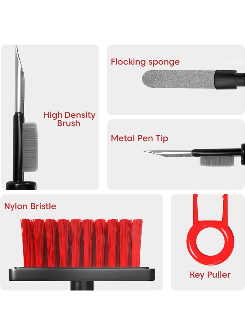مجموعة تنظيف إلكترونيات 5 في 1 - مجموعة احترافية لإزالة الغبار عن لوحة المفاتيح، والماوس، والكمبيوتر المحمول، وسماعات الرأس، والهواتف المحمولة، مع فرشاة نايلون، وإسفنجة تنظيف، وقلم معدني، وأداة لسحب المفاتيح - Image 2