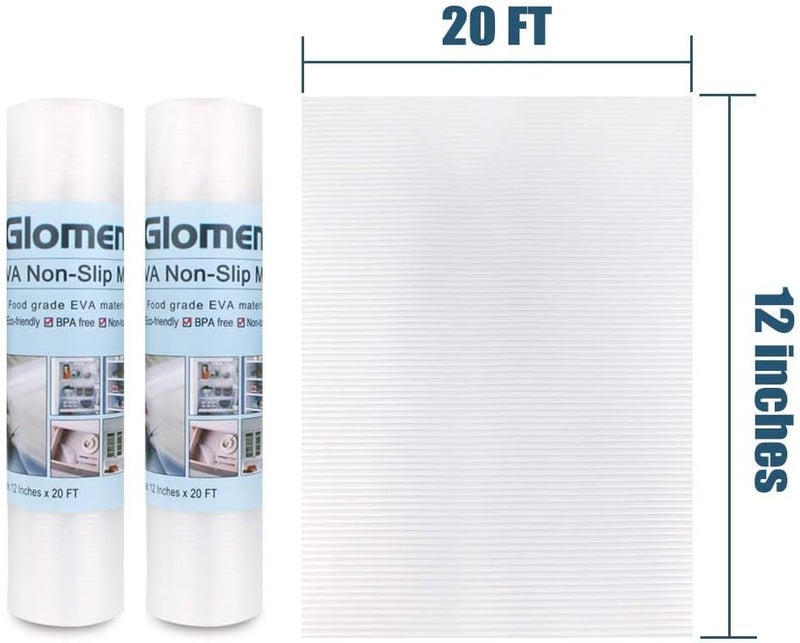 Glomen Refrigerator Liners, Shelf Liners for Kitchen Cabinet, Washable Oil-Proof for Drawer, Cabinet, Shelves, Refrigerator, Storage, 12 Inches x 20 FT, Non-Slip Cabinet Liner (12 Inches x 20 FT x 2 Rolls)… - Image 4
