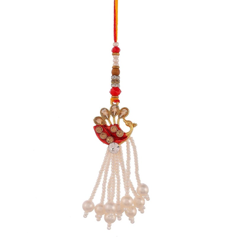 ascension Couple rakhi set Bhaiya bhabhi Rakhi Raksha Bandhan Gift Band Moli Peacock Designer Rakhi for Bhaiya bhabhi Brother Sister in law Roli Tilak With Best Brother Fridge magnet - Image 4