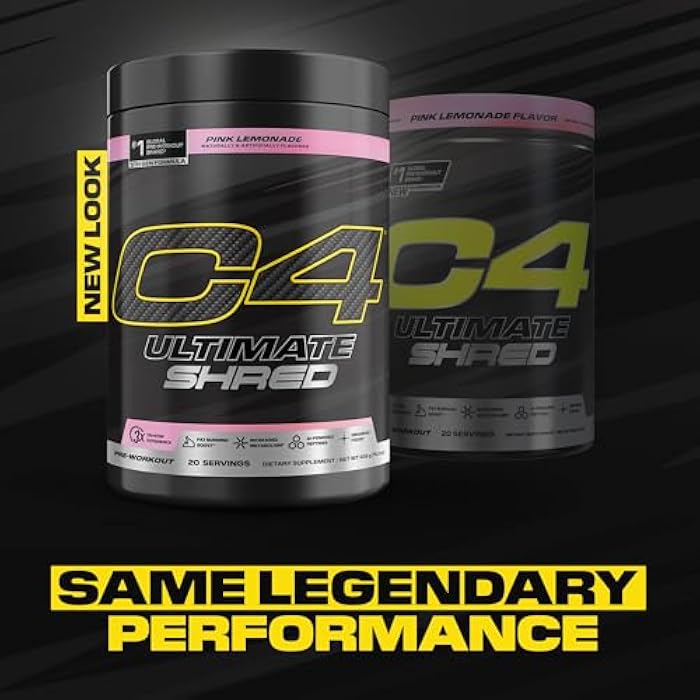 C4 Cellucor C4 Ultimate Shred Pre Workout Powder, Metabolism Supplement with Cayenne Extract+300mg Caffeine+TeaCrine+Dynamine - Pink Lemonade, 20 Servings - Image 4