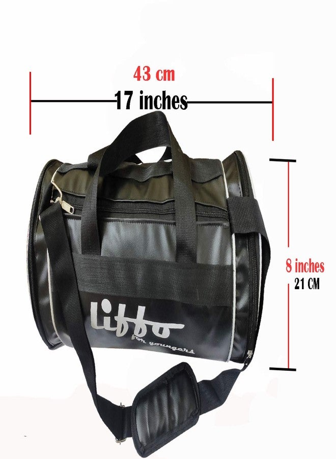 Liffo Leather Gym Bag Duffel Bag Shoulder Bag for Men and Women Youth (Black) - Image 3