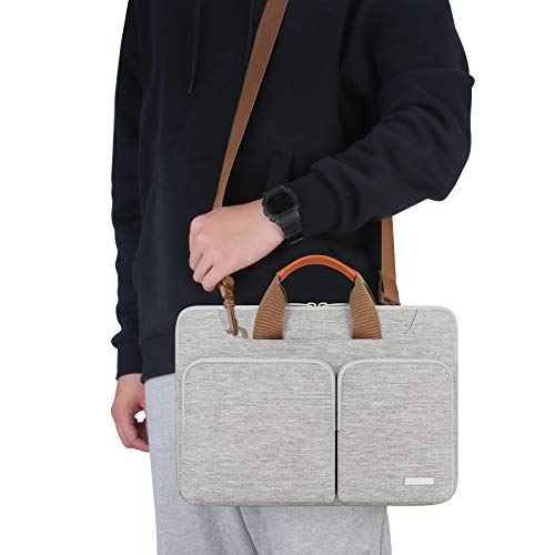 Lacdo 360 Protective Laptop Shoulder Bag for 13 inch MacBook Air M5 A3449 2026 M4 A3240 2025 M3 A3113 M2 A2681 M1 A2337 A2179 A1932 13 inch MacBook Neo A18 Pro A3404 2026 Computer Bag Gray - Image 3