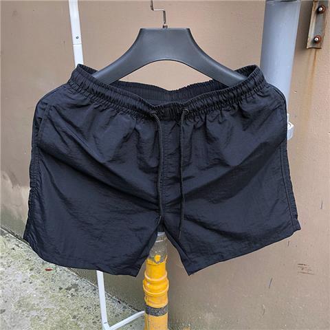 Generic Beach Pants Loose Mens Solid Color Seaside Vacation Casual Sports Quick-drying Shorts Trendy Summer 4-point Pants Large Pants Black - Image 1