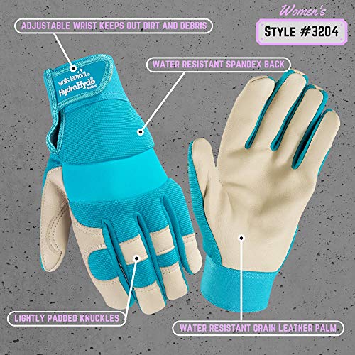 Wells Lamont Women's Hybrid Work/Gardening Gloves | Water-Resistant HydraHyde Leather | Large (3204L) - Image 4