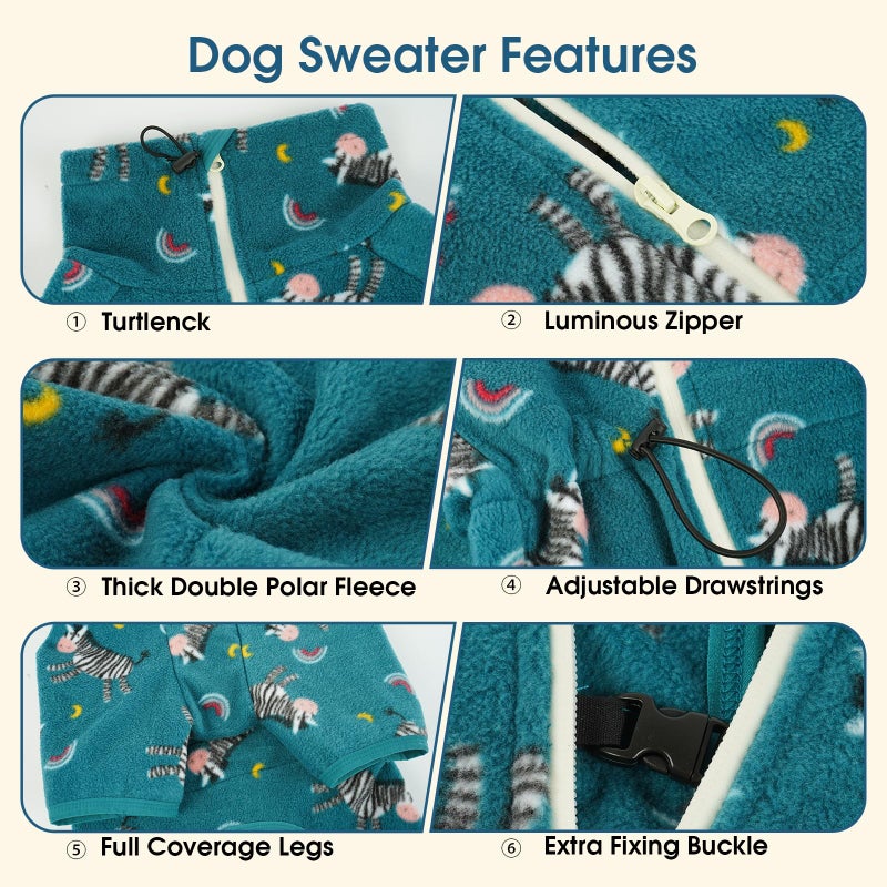ROZKITCH Large Dog Pajamas Soft Fleece Pullover Pajamas, Pet Windproof Warm Cold Weather Jacket Vest with Reflective Zipper, Jumpsuit Apparel Outfit Clothes for Large Dog Zebra XL - Image 2