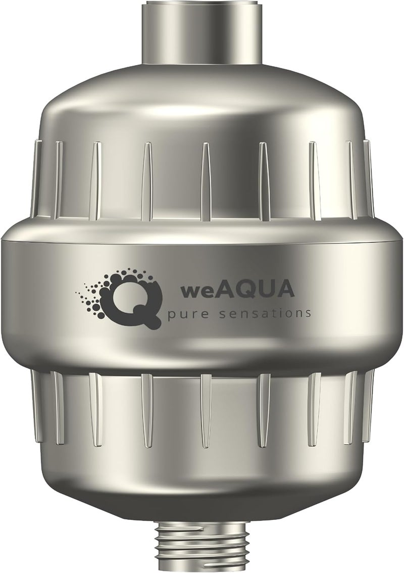 WEAQUA مرشح الاستحمام الثقيل WeAQUA NO BS – إزالة 99% للمياه العسرة، الكلور، الفلوريد، المعادن الثقيلة، الكائنات الدقيقة، المواد العضوية والمزيد (نيكل مصقول) - Image 1