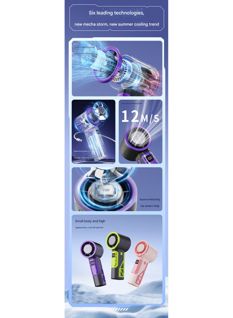 Loquat Portable Mini Handheld Fan, 100 Speed Mecha Storm, USB Rechargeable, High-Speed Cooling with Digital Display - Image 4