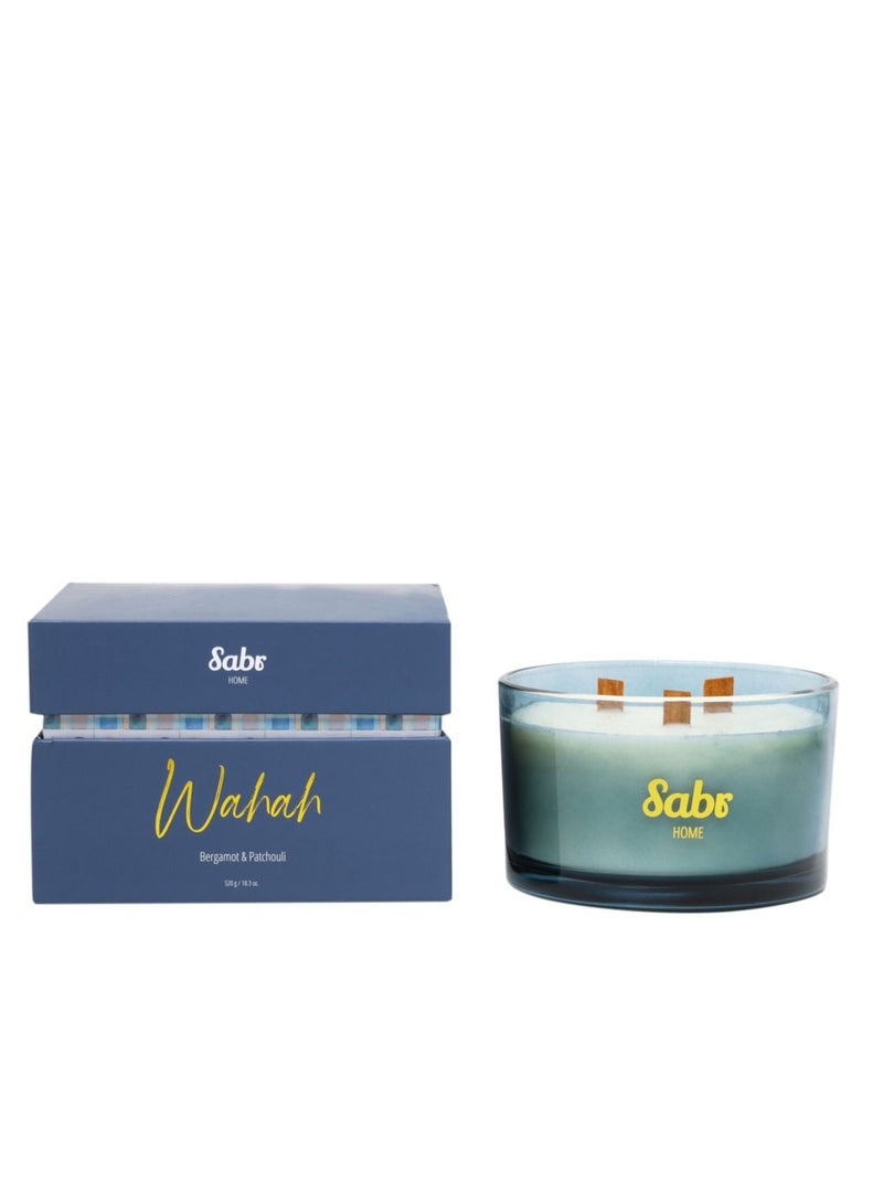 Sabr Wahah Wood Wick Candle, Bergamot & Patchouli, 520g  - Image 3