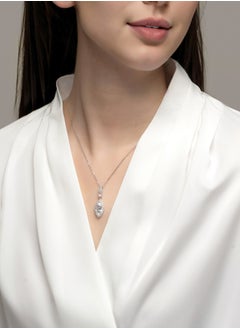 AWNL White Serenity Sterling Silver Pendant Necklace with CZ Diamonds, Plated 18K Gold Gift for Women Girlfriend Wife  - Image 1