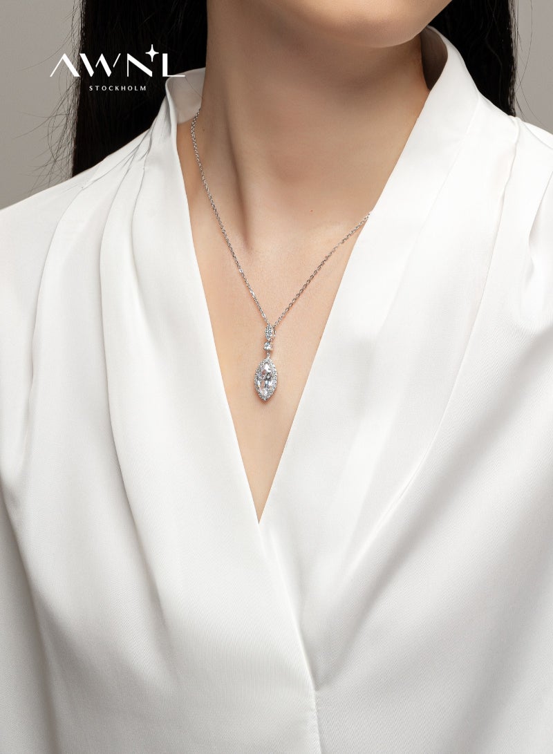 AWNL White Serenity Women's Necklace - Pendant with White CZ Diamond and Sterling Silver, Middle East Exclusive Collection  - Image 1