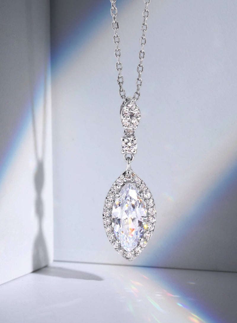 AWNL White Serenity Women's Necklace - Pendant with White CZ Diamond and Sterling Silver, Middle East Exclusive Collection - Image 3