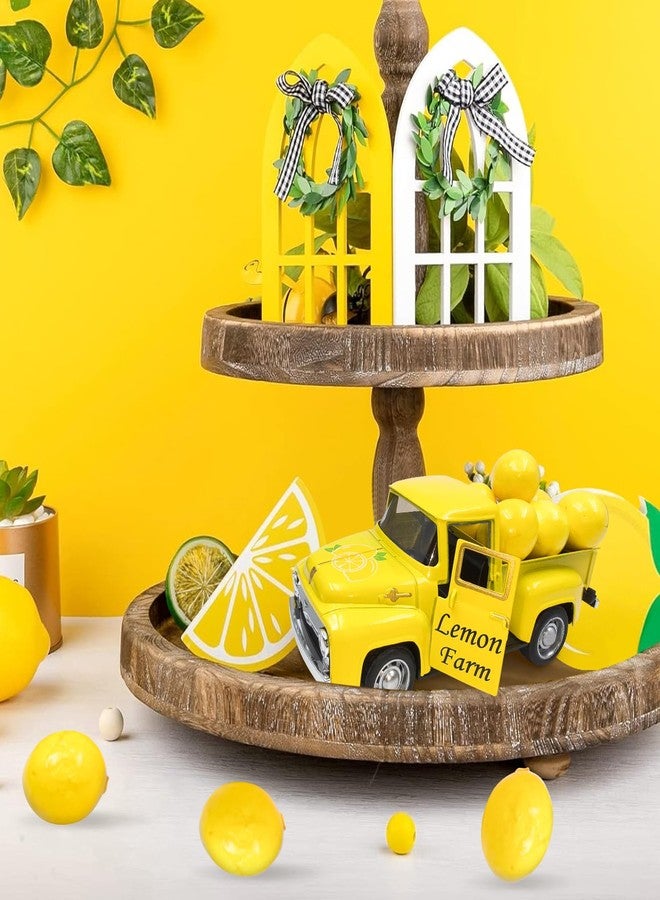 Teeloray Lemon vintage truck decor, lemon mini metal truck lemon decorations for home, lemon themed party decor vintage truck with faux Lemon for kitchen, home and party decor and lemon gifts (Yellow) - Image 3