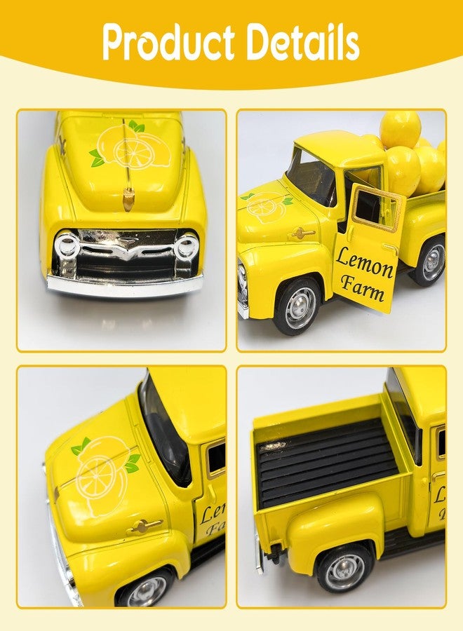 Teeloray Lemon vintage truck decor, lemon mini metal truck lemon decorations for home, lemon themed party decor vintage truck with faux Lemon for kitchen, home and party decor and lemon gifts (Yellow) - Image 4