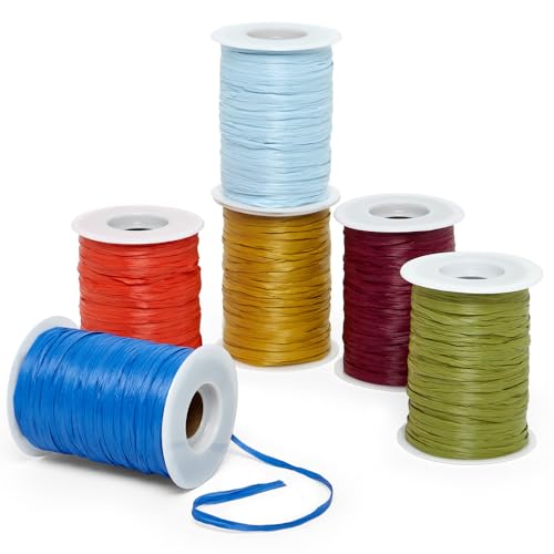 Paper Mart Red Raffia Ribbon, Matte Finish, 1/4 Inch Wide, 100 Yard Craft Ribbon Roll - Image 2