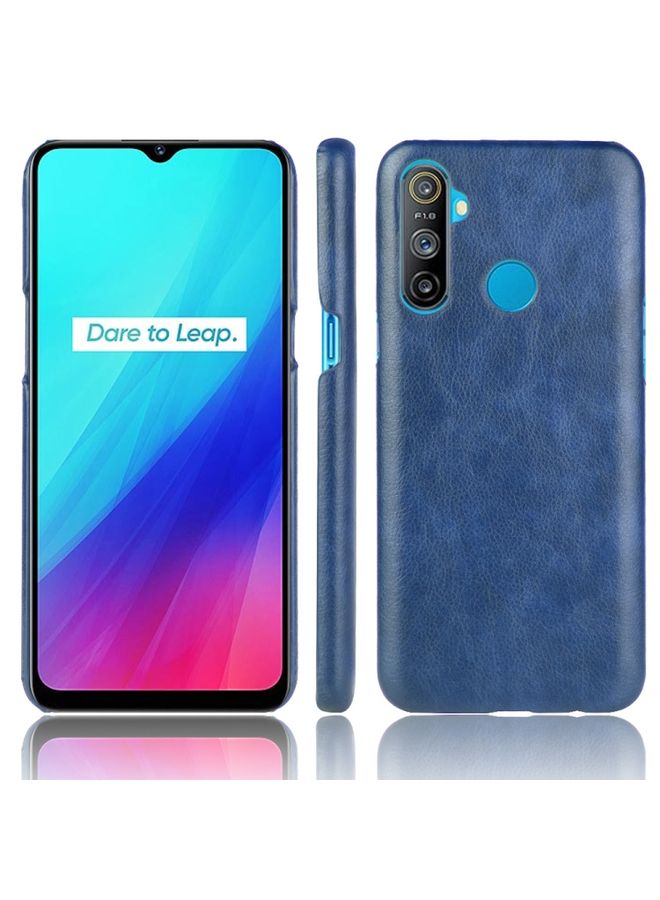 BGM Case Cover For Realme C3 3 cameras Shockproof Litchi Texture PC + PU Case Blue