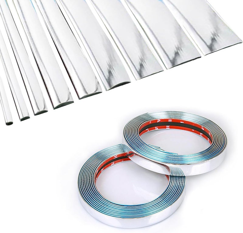 NANSH 16Ft Chrome Silver Extra Thick Auto Molding Trim Universal Bumper Window Door Body Side Decorative Strip Scratch-Proof (Width: 1/2inch [12mm]) - Image 1