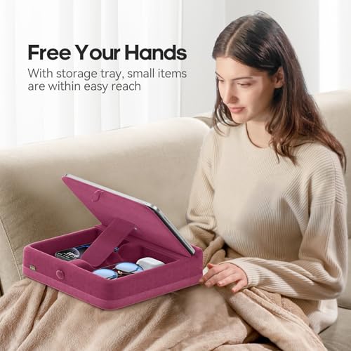 KDD Tablet Pillow Stand with Storage Foldable iPad Holder for Lap Desk and Bed Angle Adjustable Soft Pad Dock with Stylus Mount Compatible with iPad Pro Air mini Book Phone and Tablet 413 - Image 3