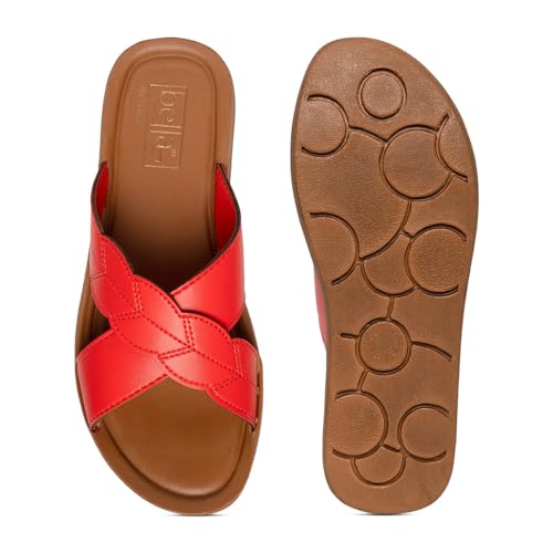Bella Women Fashion Flat Slip On Red Sandal | Durable | Stylish | Comfortable | Slip Resistant | Lightweight and Breathable UK6 - Image 4
